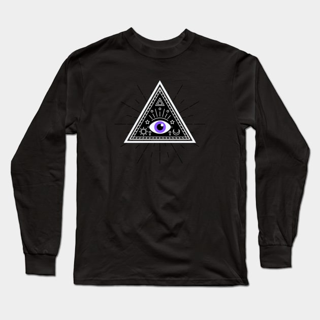 All Seeing eye - black out with purple Long Sleeve T-Shirt by Just In Tee Shirts